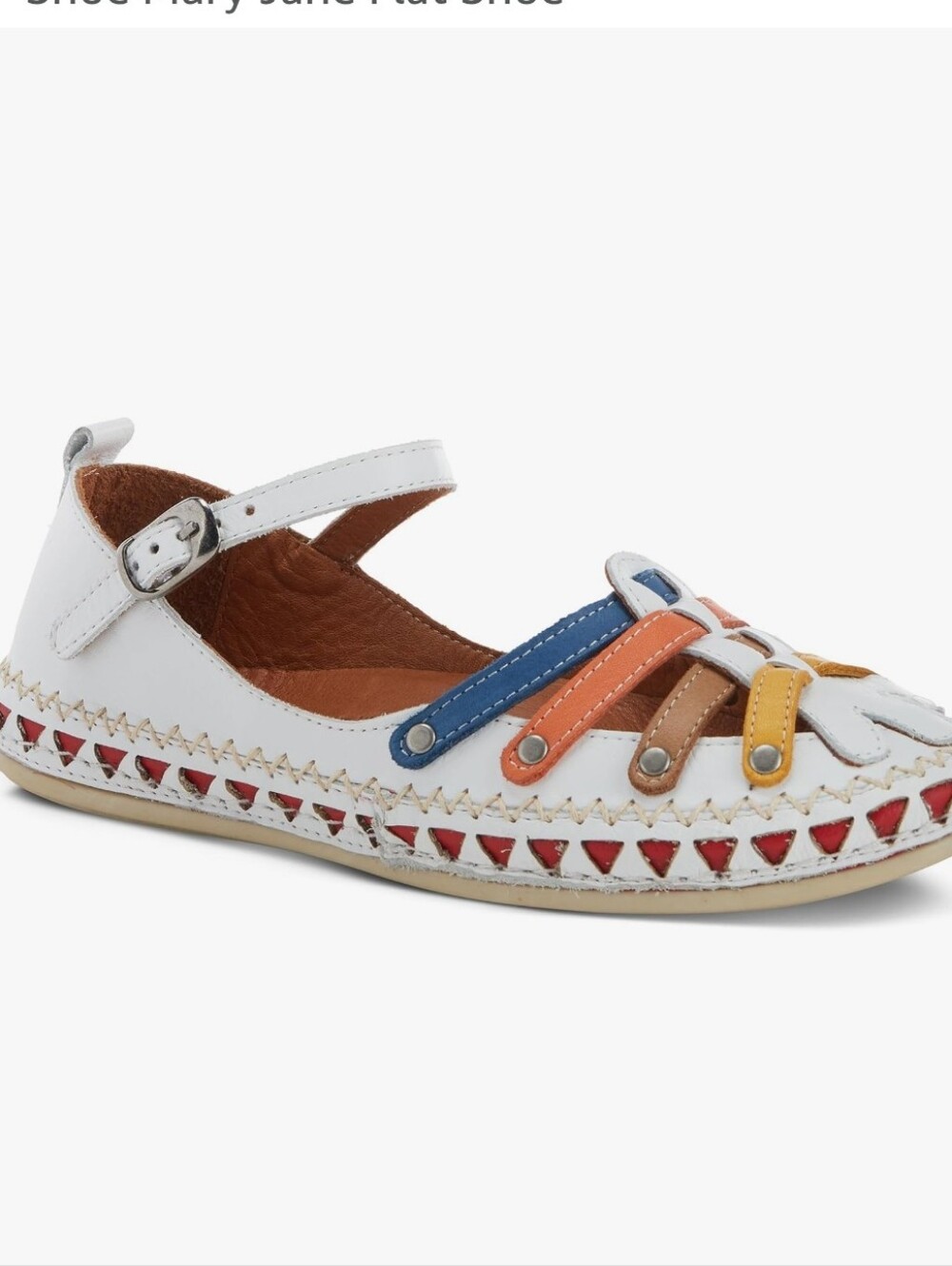 Spring Step Mary Jane Flat with Multicolor Straps Leather Size 40